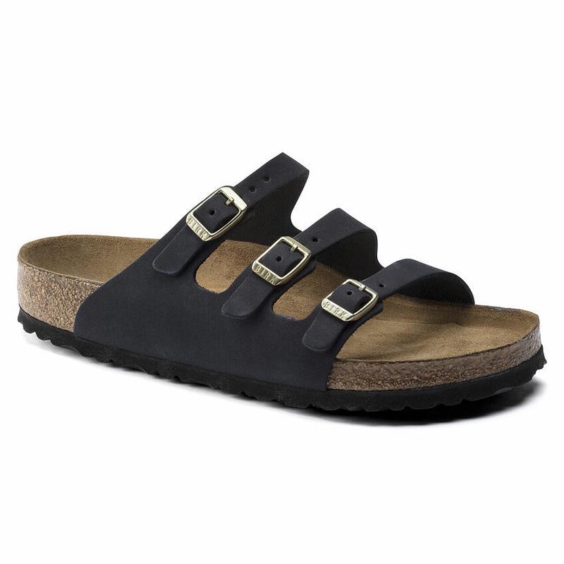 Birkenstock Fresh Soft Footbed Midnight Nubuck Læder Florida Dame Sort | DK 455MQZ